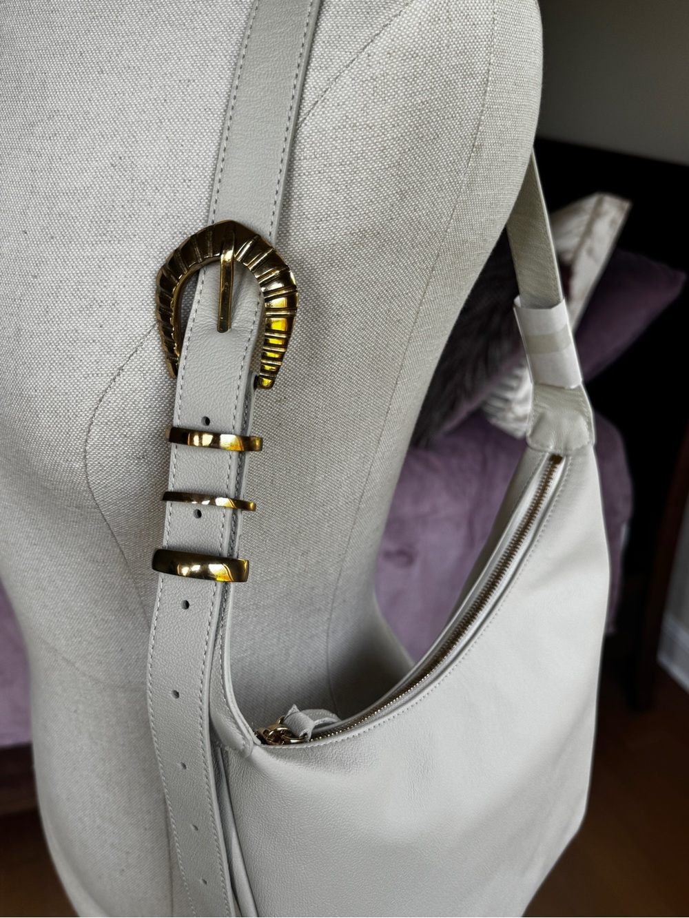 Natalie Borton Sera Crescent Bag, Kenya Edition in Bone Leather - Picture 5 of 12